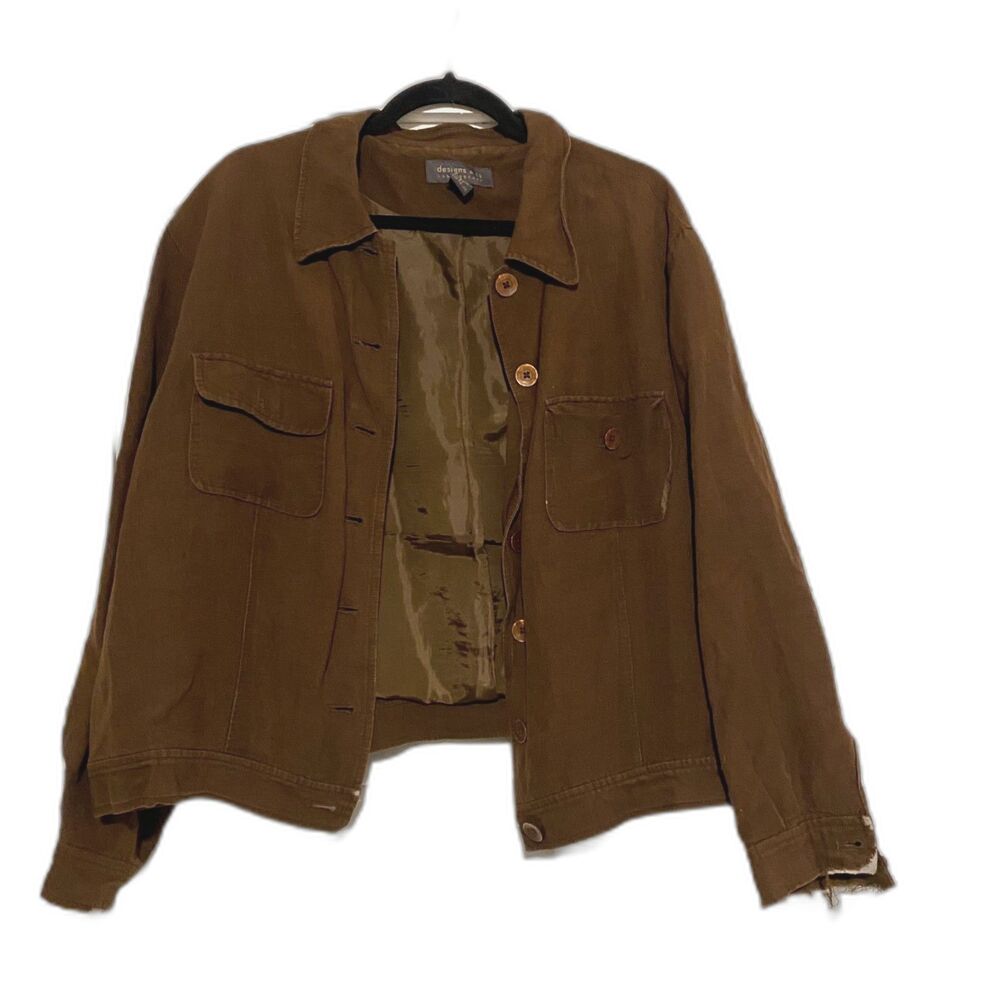 Designs and Co Lane Bryant size 22 Linen Blend Chocolate Brown Summer Jacket